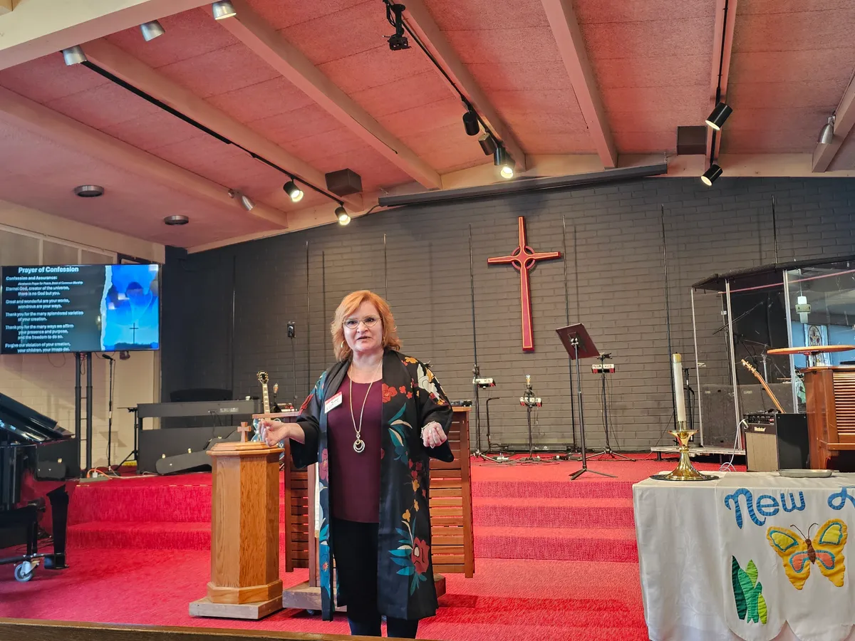 Leading a moment of prayer, Inspire Orange County, 2024